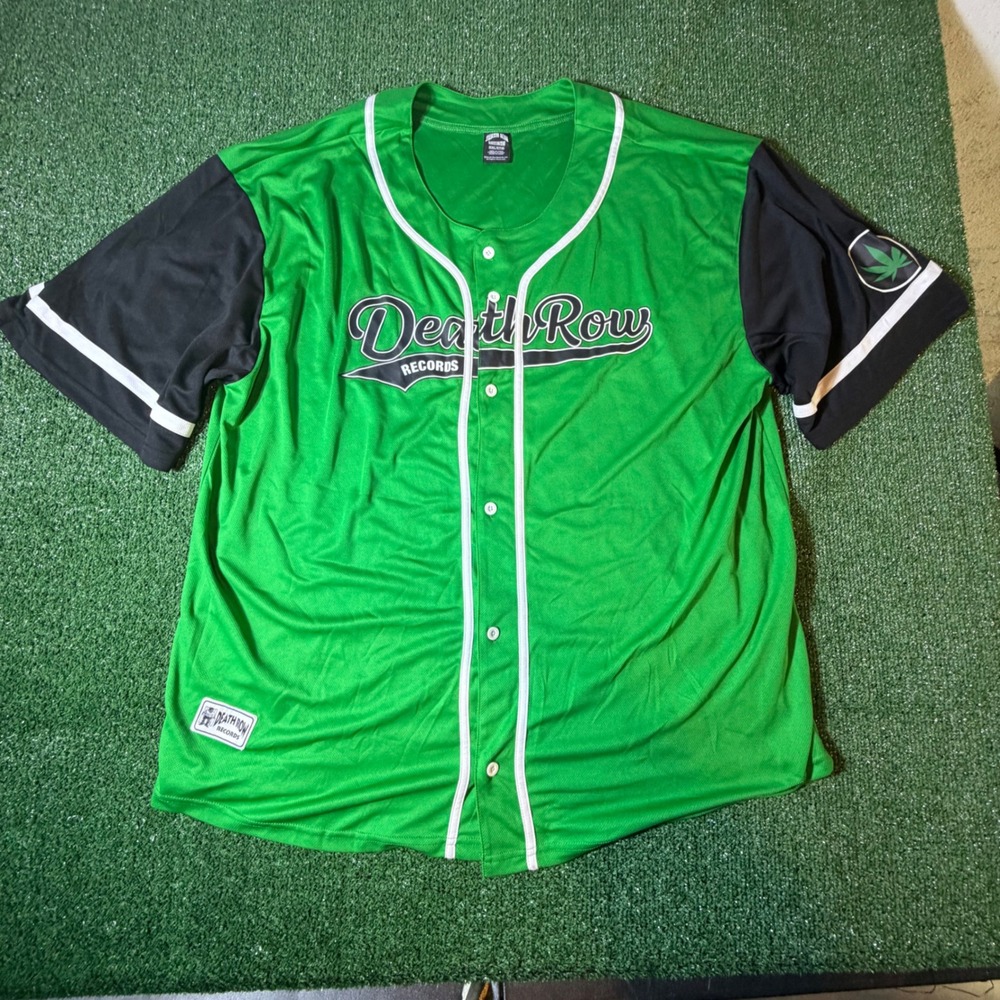 Death Row Records Baseball Jersey Green Black Hip Hop Streetwear Mens 5XL
